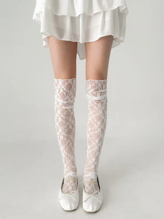 See-through Lace Mesh Pattern Knee Socks Tabi Stockings Socks Collection