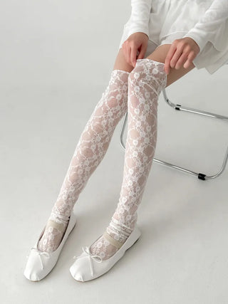 See-through Lace Mesh Pattern Knee Socks Tabi Stockings Socks Collection