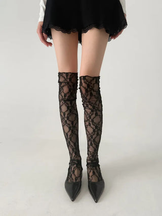 See-through Lace Mesh Pattern Knee Socks Tabi Stockings Socks Collection