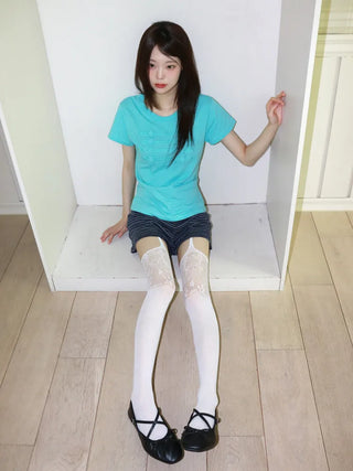 See-through Lace Mesh Pattern Knee Socks Tabi Stockings Socks Collection