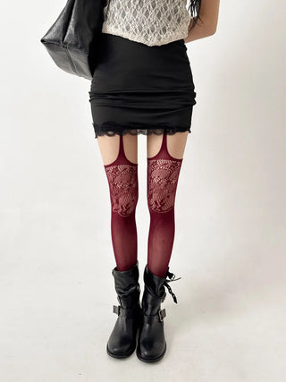 See-through Lace Mesh Pattern Knee Socks Tabi Stockings Socks Collection