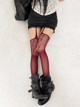 See-through Lace Mesh Pattern Knee Socks Tabi Stockings Socks Collection