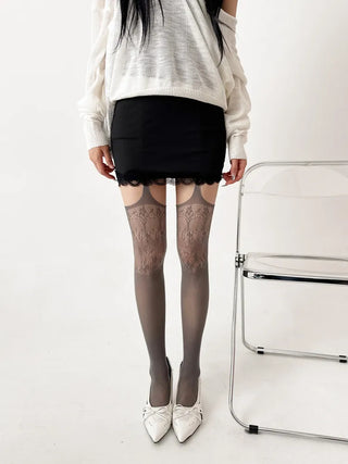 See-through Lace Mesh Pattern Knee Socks Tabi Stockings Socks Collection