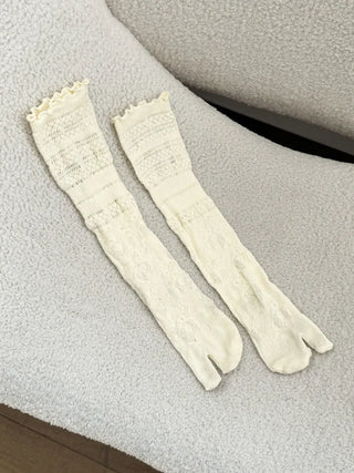 See-through Lace Mesh Pattern Knee Socks Tabi Stockings Socks Collection