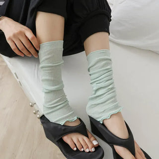 Wavy Cozy Slim Ribbed Leg Warmers Summer Leg Warmers