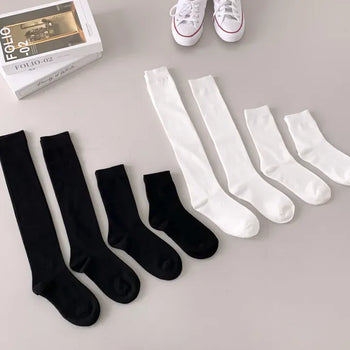 High-Elasticity Cotton Plain Basic Knee Socks Semi-Compression Stocking Socks