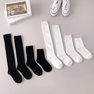 High-Elasticity Cotton Plain Basic Knee Socks Semi-Compression Stocking Socks