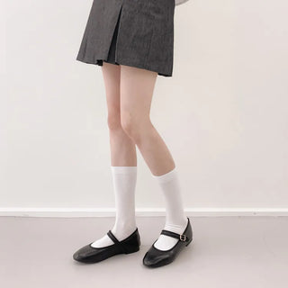 High-Elasticity Cotton Plain Basic Knee Socks Semi-Compression Stocking Socks