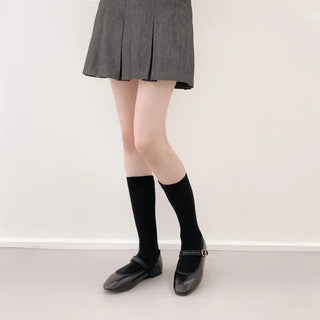 High-Elasticity Cotton Plain Basic Knee Socks Semi-Compression Stocking Socks