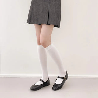 High-Elasticity Cotton Plain Basic Knee Socks Semi-Compression Stocking Socks