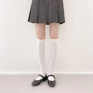 High-Elasticity Cotton Plain Basic Knee Socks Semi-Compression Stocking Socks