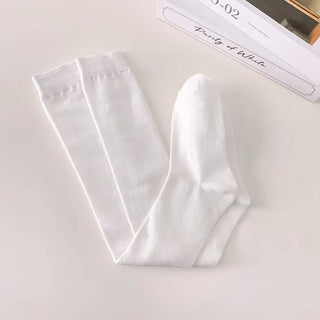 High-Elasticity Cotton Plain Basic Knee Socks Semi-Compression Stocking Socks