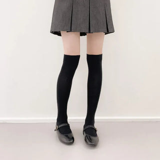 High-Elasticity Cotton Plain Basic Knee Socks Semi-Compression Stocking Socks