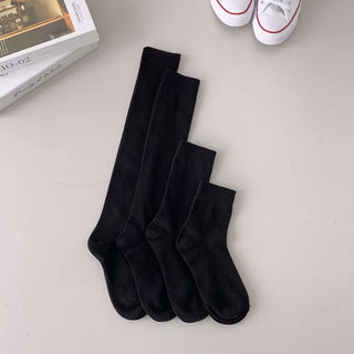 High-Elasticity Cotton Plain Basic Knee Socks Semi-Compression Stocking Socks