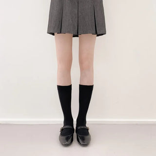 High-Elasticity Cotton Plain Basic Knee Socks Semi-Compression Stocking Socks