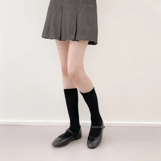 High-Elasticity Cotton Plain Basic Knee Socks Semi-Compression Stocking Socks