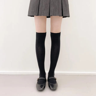 High-Elasticity Cotton Plain Basic Knee Socks Semi-Compression Stocking Socks