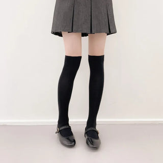 High-Elasticity Cotton Plain Basic Knee Socks Semi-Compression Stocking Socks