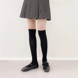 High-Elasticity Cotton Plain Basic Knee Socks Semi-Compression Stocking Socks