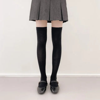High-Elasticity Cotton Plain Basic Knee Socks Semi-Compression Stocking Socks
