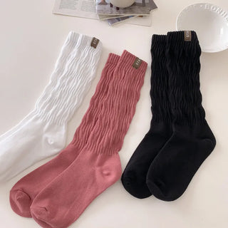 Slit Mood Shirred Pleated Warmer Socks Long Socks