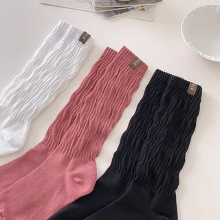Slit Mood Shirred Pleated Warmer Socks Long Socks
