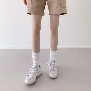 Slit Mood Shirred Pleated Warmer Socks Long Socks