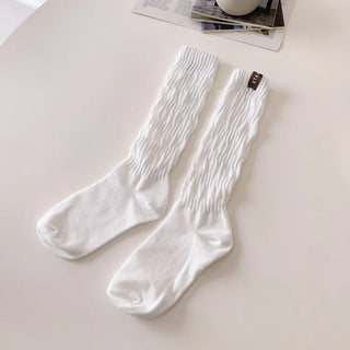 Slit Mood Shirred Pleated Warmer Socks Long Socks