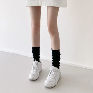 Slit Mood Shirred Pleated Warmer Socks Long Socks