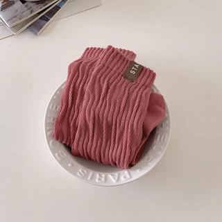 Slit Mood Shirred Pleated Warmer Socks Long Socks