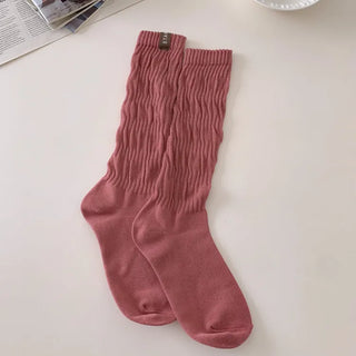 Slit Mood Shirred Pleated Warmer Socks Long Socks