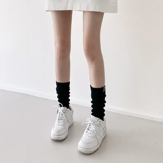 Slit Mood Shirred Pleated Warmer Socks Long Socks
