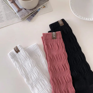 Slit Mood Shirred Pleated Warmer Socks Long Socks
