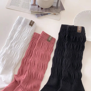 Slit Mood Shirred Pleated Warmer Socks Long Socks