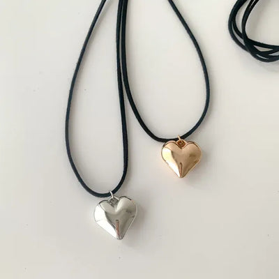 Heart String Knot Metal Long Necklace 2 Types