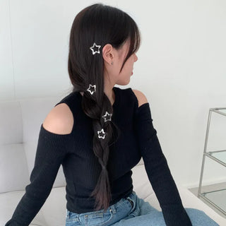 Star Pearl Kitsch Metal Festival Waterbomb Star Hair Snap Clip Set Collection