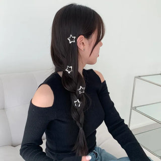 Star Pearl Kitsch Metal Festival Waterbomb Star Hair Snap Clip Set Collection
