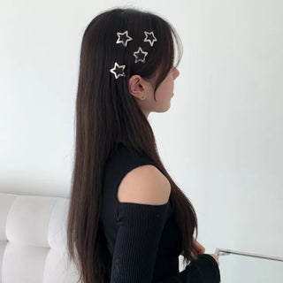 Star Pearl Kitsch Metal Festival Waterbomb Star Hair Snap Clip Set Collection