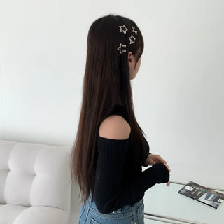 Star Pearl Kitsch Metal Festival Waterbomb Star Hair Snap Clip Set Collection