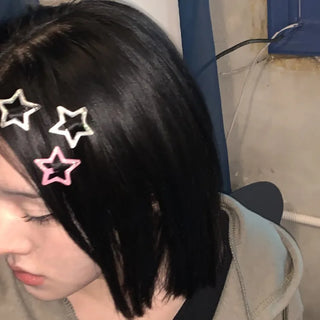 Star Pearl Kitsch Metal Festival Waterbomb Star Hair Snap Clip Set Collection