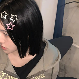 Star Pearl Kitsch Metal Festival Waterbomb Star Hair Snap Clip Set Collection