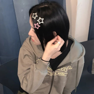 Star Pearl Kitsch Metal Festival Waterbomb Star Hair Snap Clip Set Collection