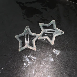 Star Pearl Kitsch Metal Festival Waterbomb Star Hair Snap Clip Set Collection