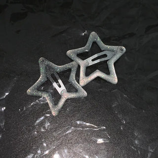 Star Pearl Kitsch Metal Festival Waterbomb Star Hair Snap Clip Set Collection