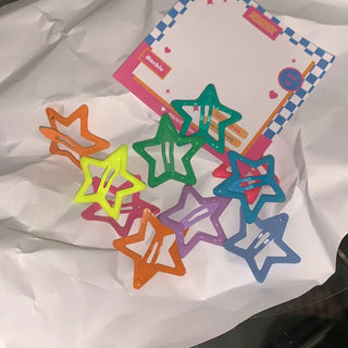 Star Pearl Kitsch Metal Festival Waterbomb Star Hair Snap Clip Set Collection