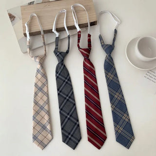 Teen Plaid Ribbon School Look Uniform Women's Ties Automatic Bow Ties Collection