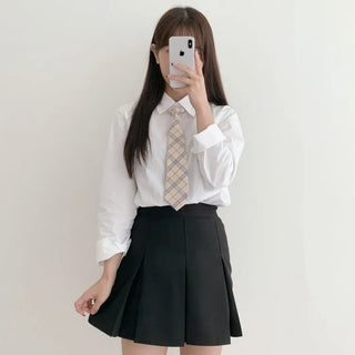 Teen Plaid Ribbon School Look Uniform Women's Ties Automatic Bow Ties Collection