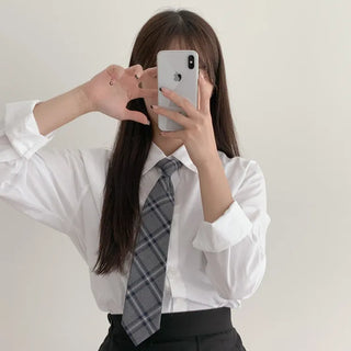 Teen Plaid Ribbon School Look Uniform Women's Ties Automatic Bow Ties Collection