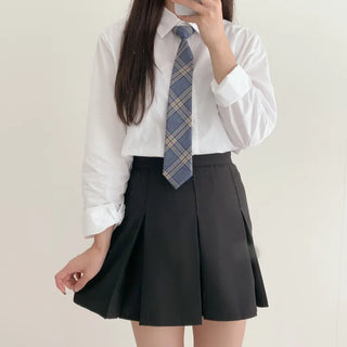 Teen Plaid Ribbon School Look Uniform Women's Ties Automatic Bow Ties Collection
