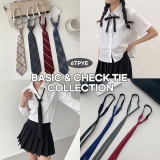 Teen Plaid Ribbon School Look Uniform Women's Ties Automatic Bow Ties Collection